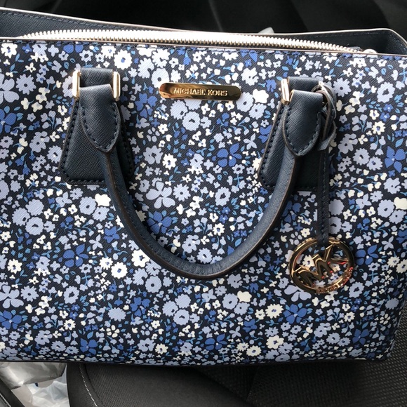 michael kors blue flower purse